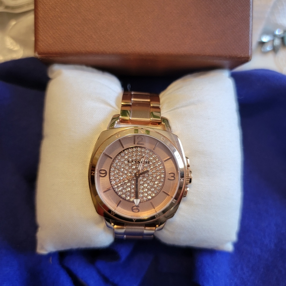 Coach Rose Gold Bracelet Watch with Crystals